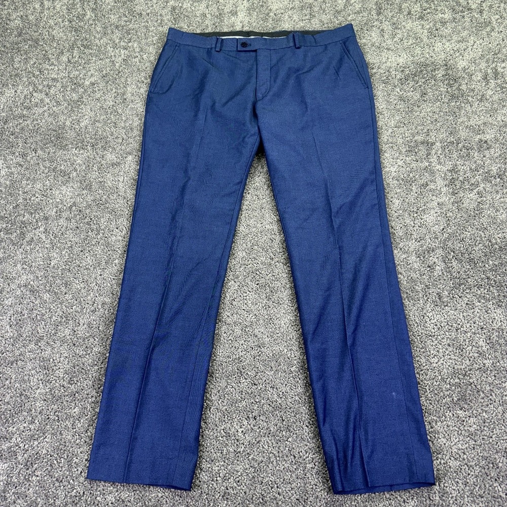 The Savile Row Company Dress Pants Mens 44R/38W Blue Brixton Stretch Formal
